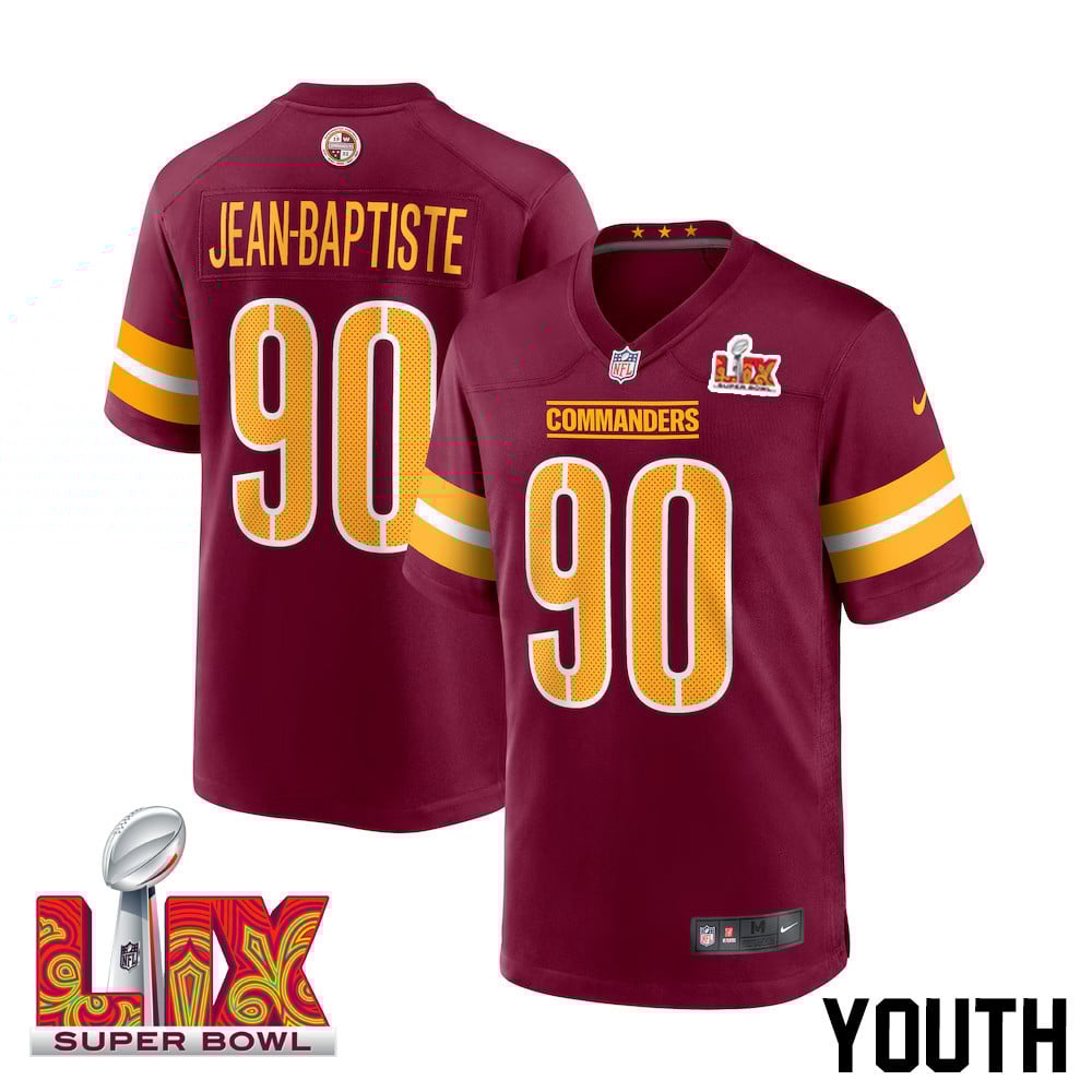 Javontae Jean-baptiste #90 Washington Commanders Super Bowl Lix Youth Jersey - Burgundy Js4759