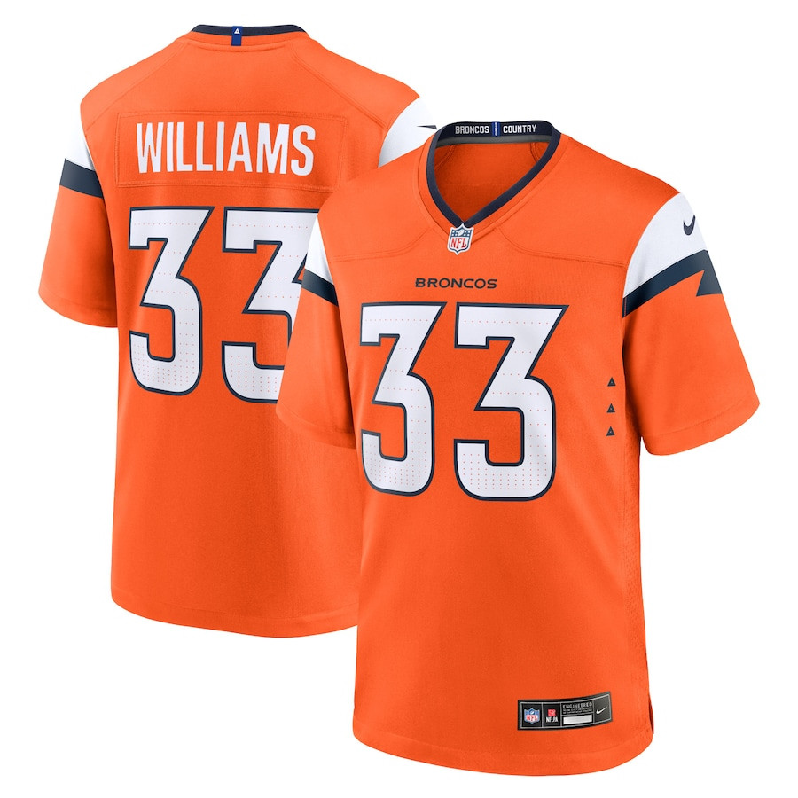 Javonte Williams 33 Denver Broncos Game Men Jersey - Orange Js1687
