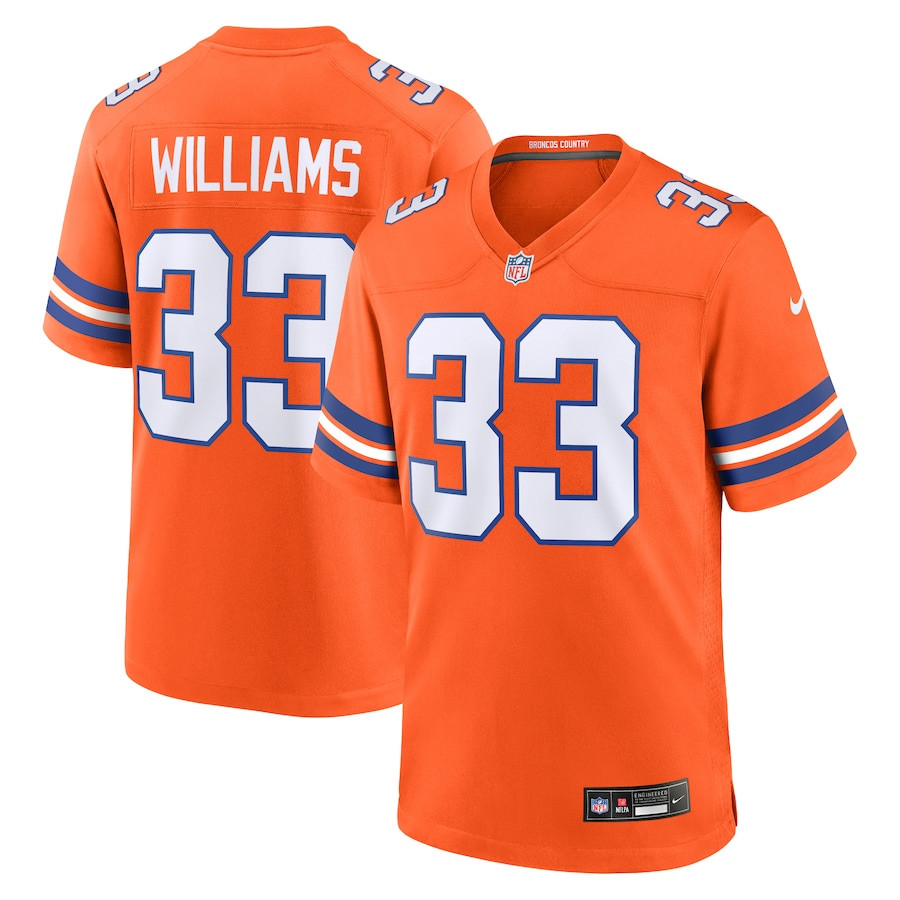 Javonte Williams 33 Denver Broncos Mile High Collection 1977 Throwback Player Game Men Jersey - Orange Js3871