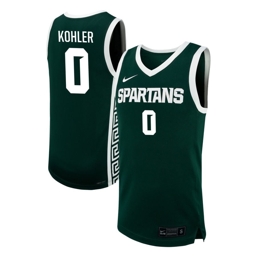 Jaxon Kohler 0 Michigan State Spartans Nil Men's Basketball Jersey - Green