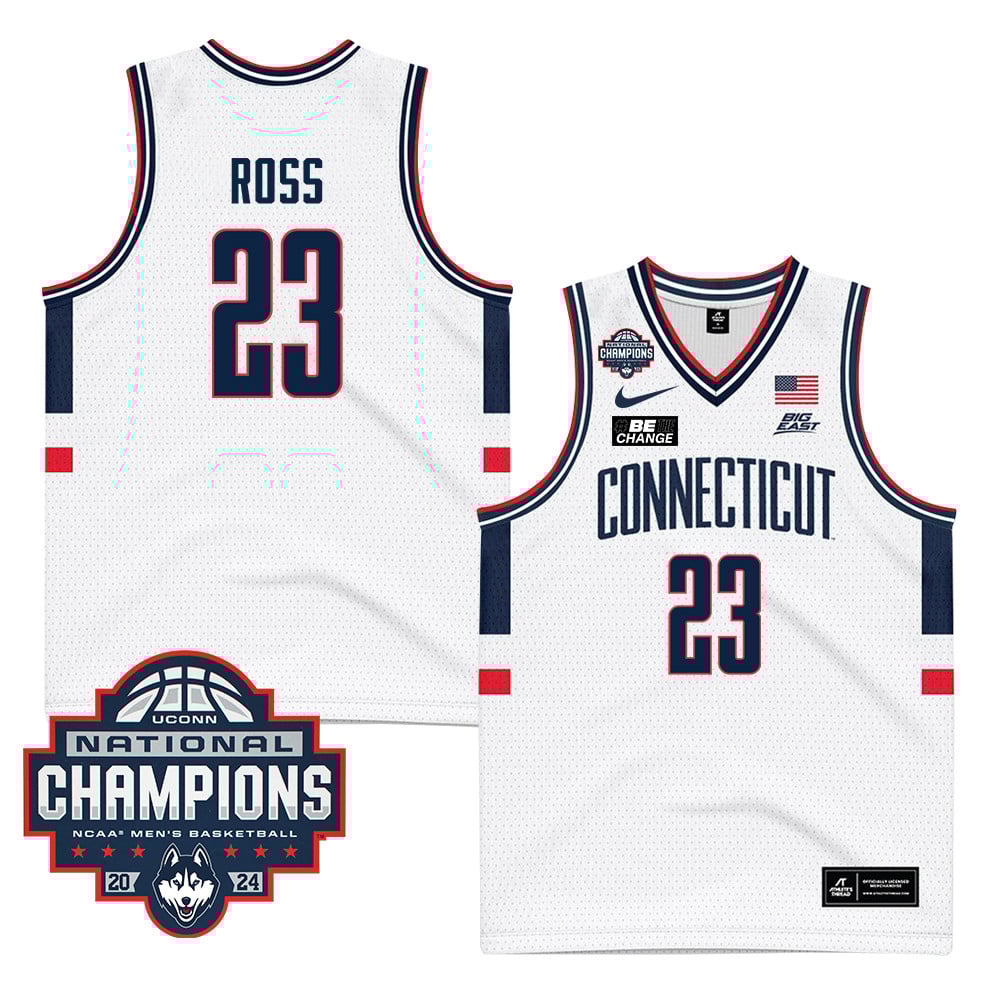 Jayden Ross 23 Uconn Huskies 2024 National Champions Patch Men's Basketball - Unisex Jersey