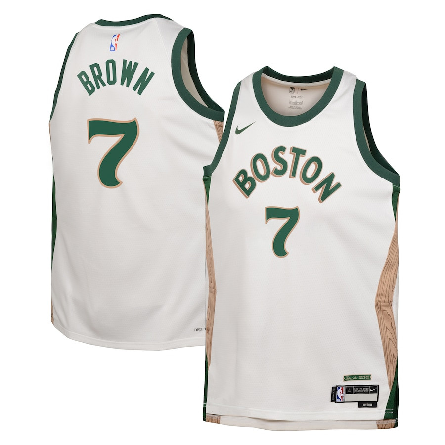 Jaylen Brown 7 Boston Celtics 2023/24 City Edition Swingman Youth Jersey - White