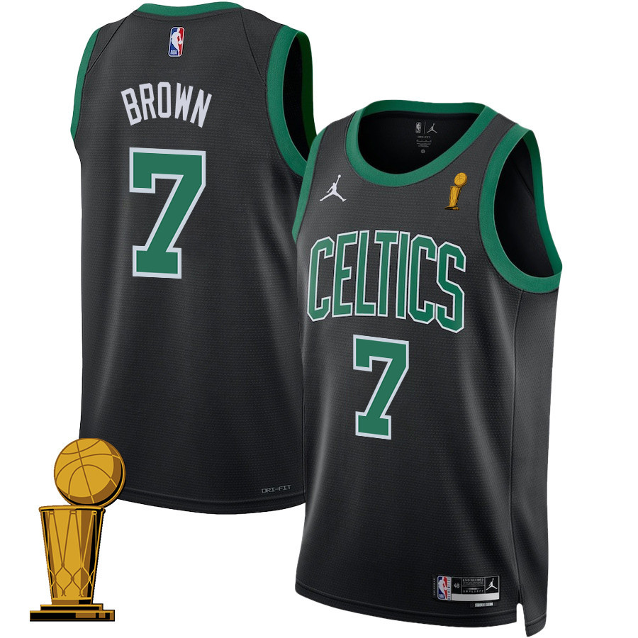 Jaylen Brown 7 Boston Celtics 2024 Finals Champions Swingman Jersey - Statement Edition - Black
