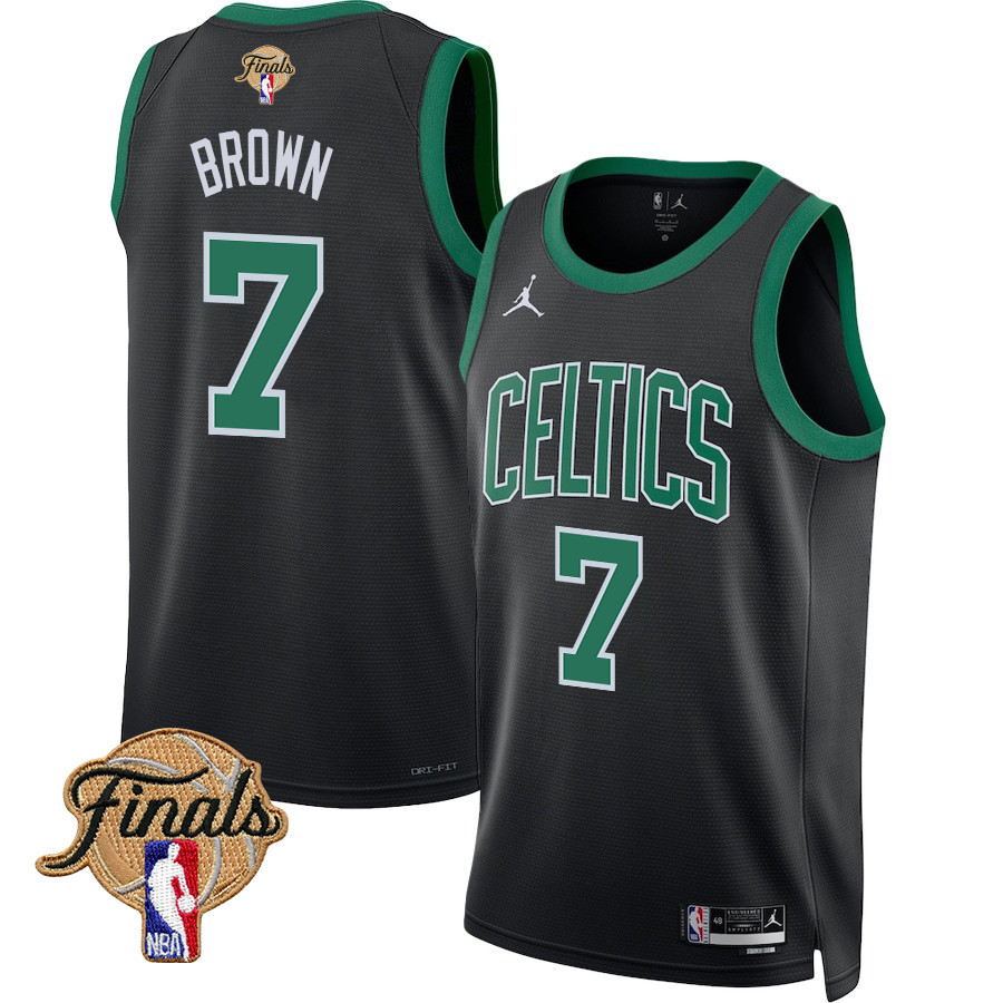 Jaylen Brown 7 Boston Celtics 2024 Finals Patch Swingman Jersey - Statement Edition - Black