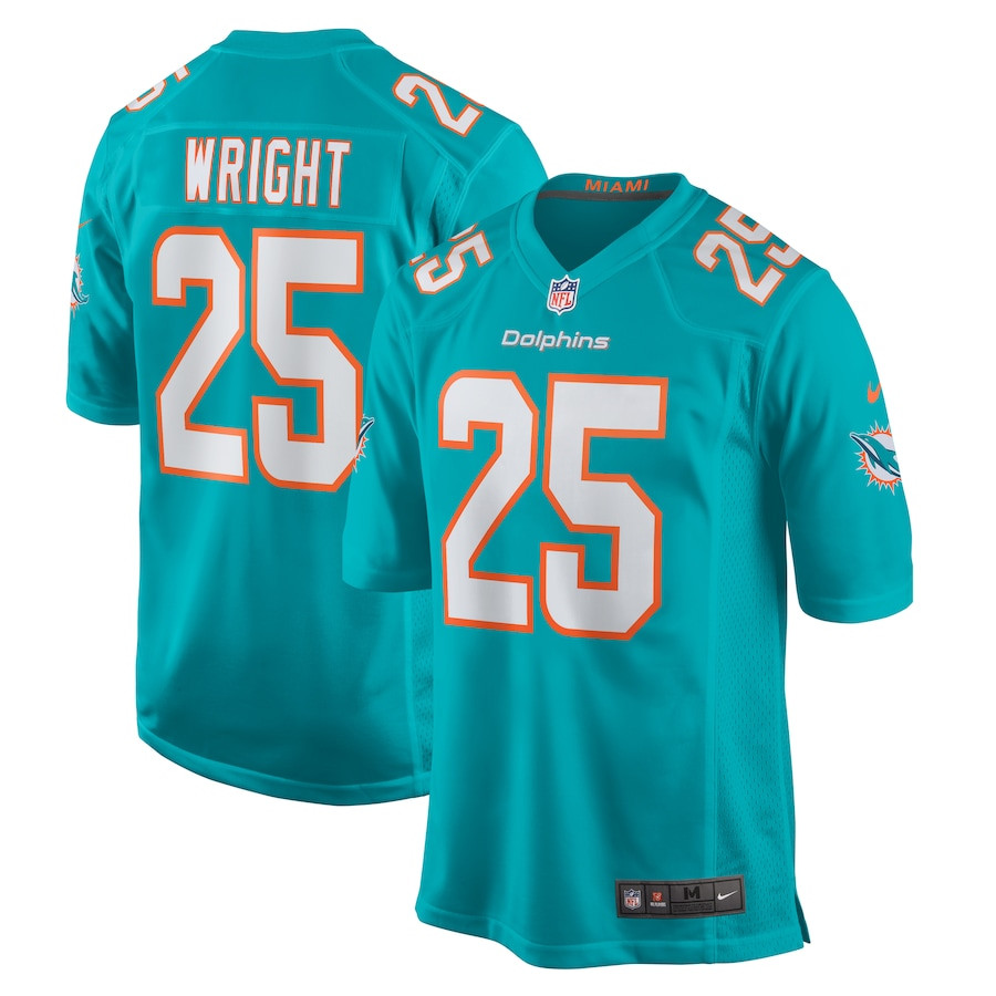 Jaylen Wright 25 Miami Dolphins Game Men Jersey - Aqua Js1459