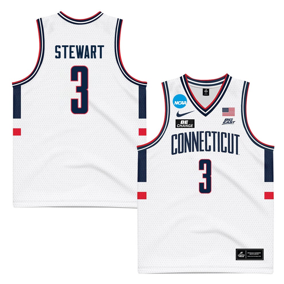 Jaylin Stewart 3 Uconn Huskies 2024 Men's Basketball Jersey - White, Unisex Jersey