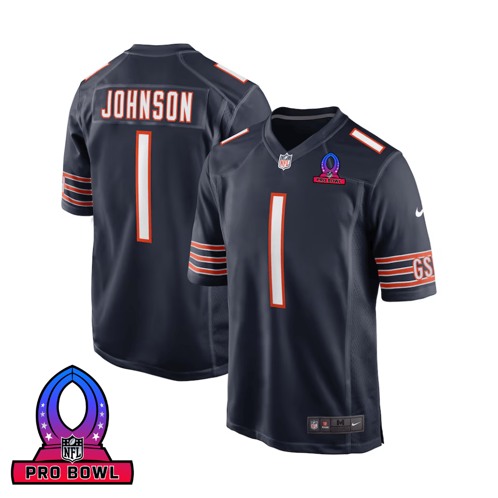 Jaylon Johnson 1 Chicago Bears 2025 Pro Bowl Patch Game Men Jersey - Navy Js1493