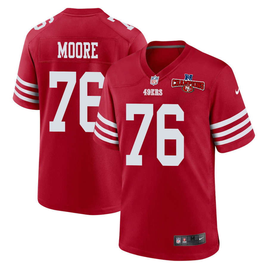 Jaylon Moore 76 San Francisco 49ers Nfc Champions Patch Game Men Jersey - Scarlet Js3380