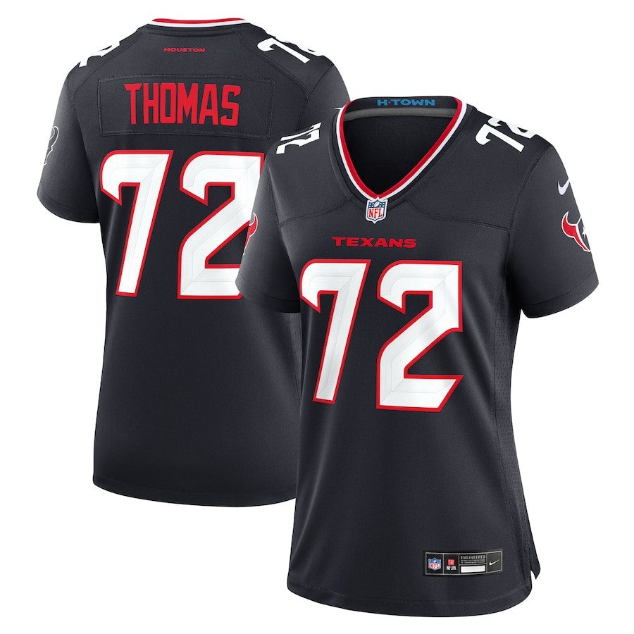 Jaylon Thomas 72 Houston Texans Women's Team Game Jersey - Navy Js8494