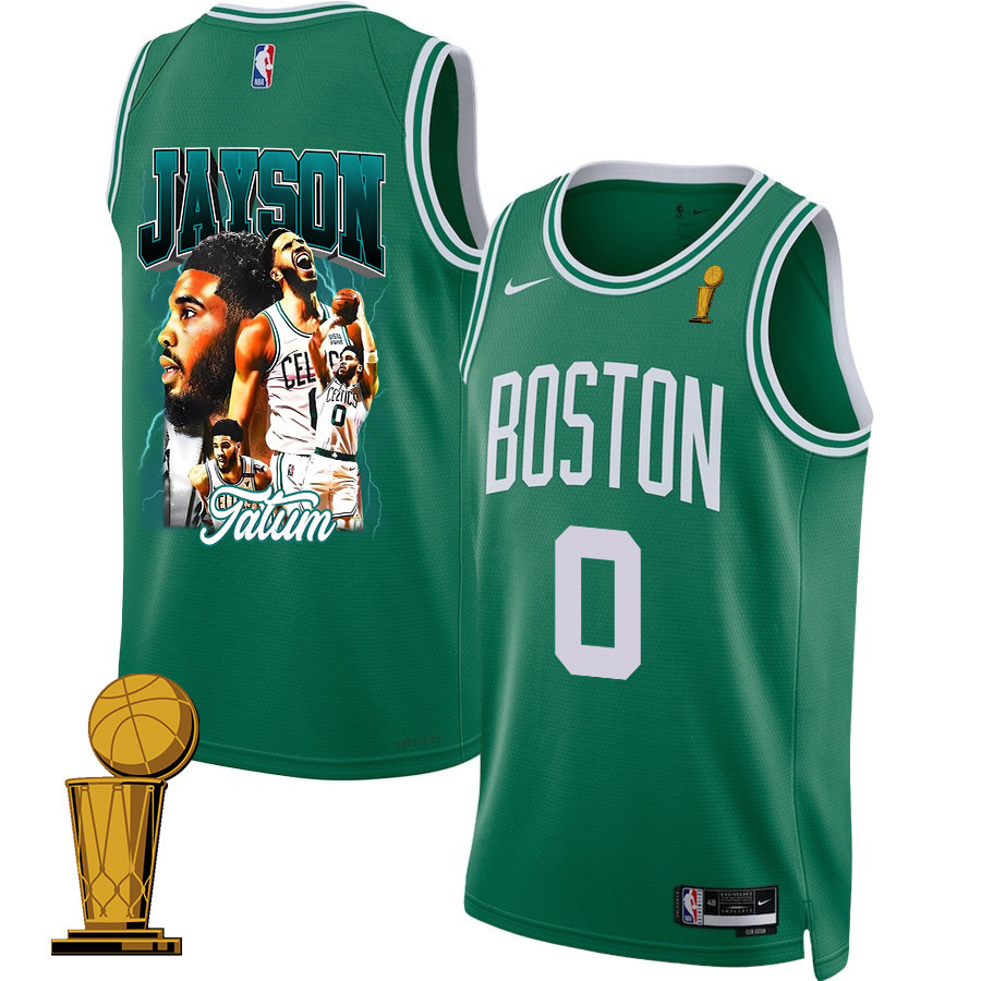 Jayson Tatum 0 Boston Celtics 2024 Legacy Of The Legend Icon Edition Jersey - Final Champions Patch - Green
