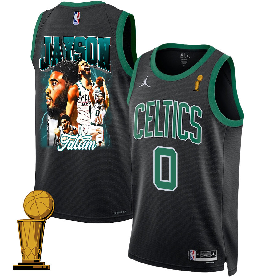 Jayson Tatum 0 Boston Celtics 2024 Legacy Of The Legend Swingman Jersey - Final Champions Patch - Black