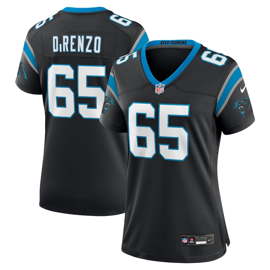 J.d. Direnzo 65 Carolina Panthers Women's Team Game Jersey - Black Js8135
