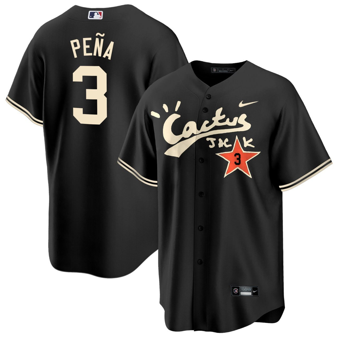 Jeremy Pena 3 Houston Astros Cactus Jack Black Jersey - Men