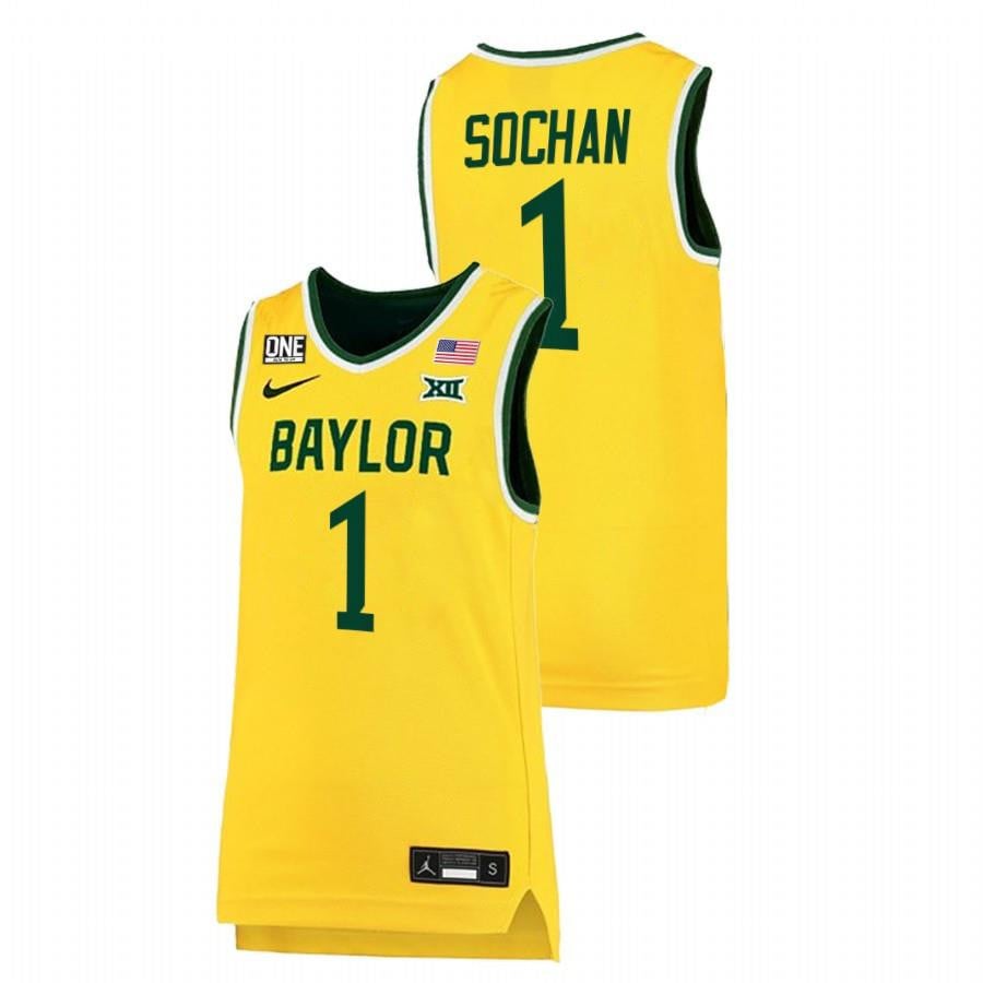 Jeremy Sochan 1 Gold Baylor Bears 2022 Big 12 College Basketball Jersey