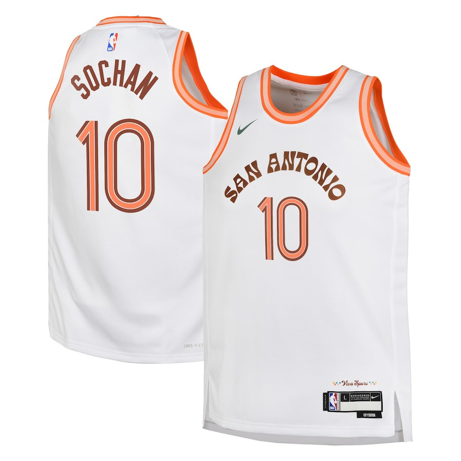 Jeremy Sochan 10 San Antonio Spurs 2023/24 City Edition Swingman Youth Jersey - White