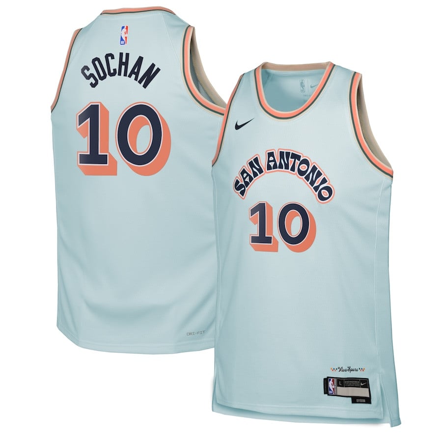 Jeremy Sochan 10 San Antonio Spurs 2024/25 Swingman Player Youth Jersey - City Edition - Light Blue