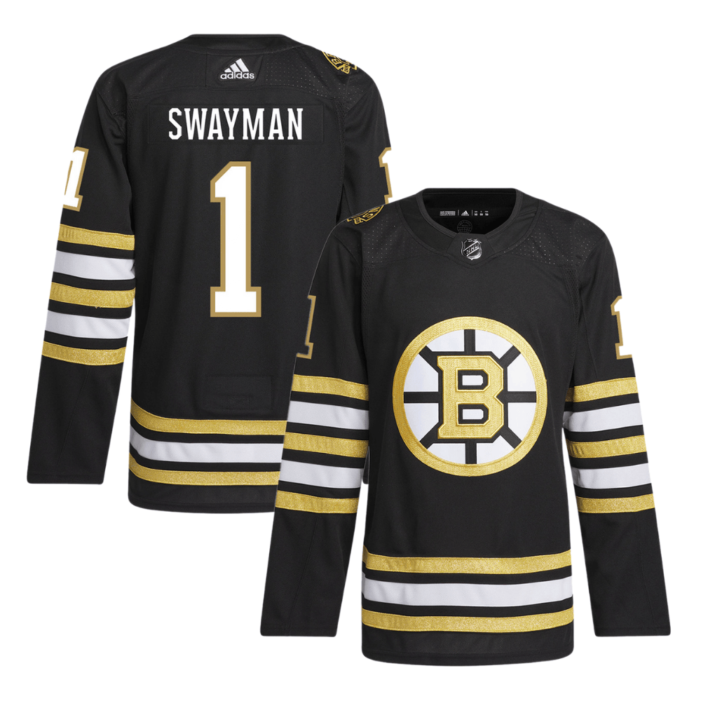 Jeremy Swayman 1 Boston Bruins 100th Anniversary Primegreen Home Men Jersey - Black