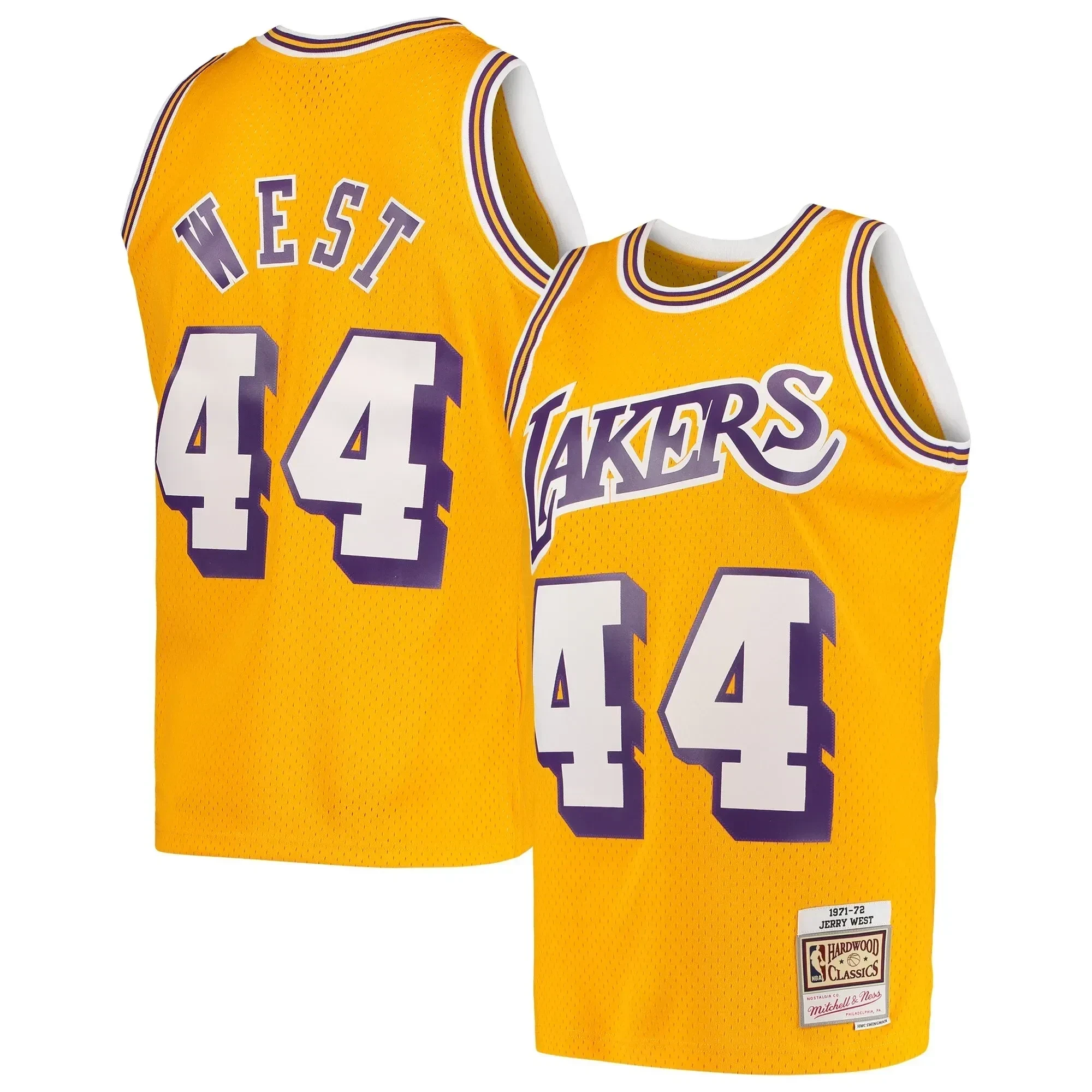 Jerry West Los Angeles Lakers Mitchell & Ness Hardwood Classics 1971-72 Swingman Jersey - Gold