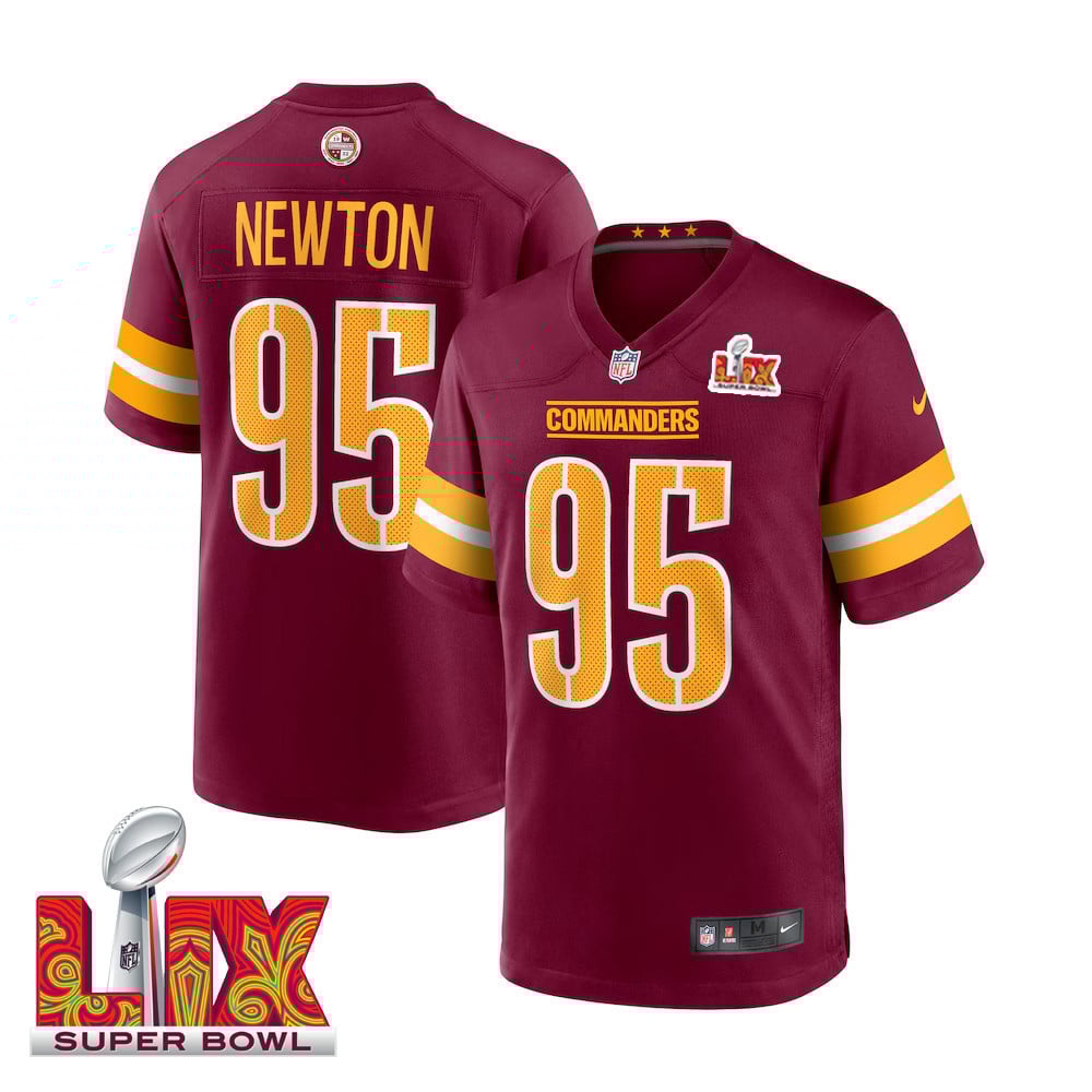 Jer'zhan Newton #95 Washington Commanders Super Bowl Lix Jersey - Men's - Burgundy Js8705