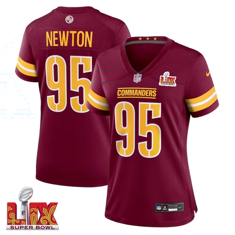 Jer'zhan Newton #95 Washington Commanders Super Bowl Lix Women's Jersey - Burgundy Js9700