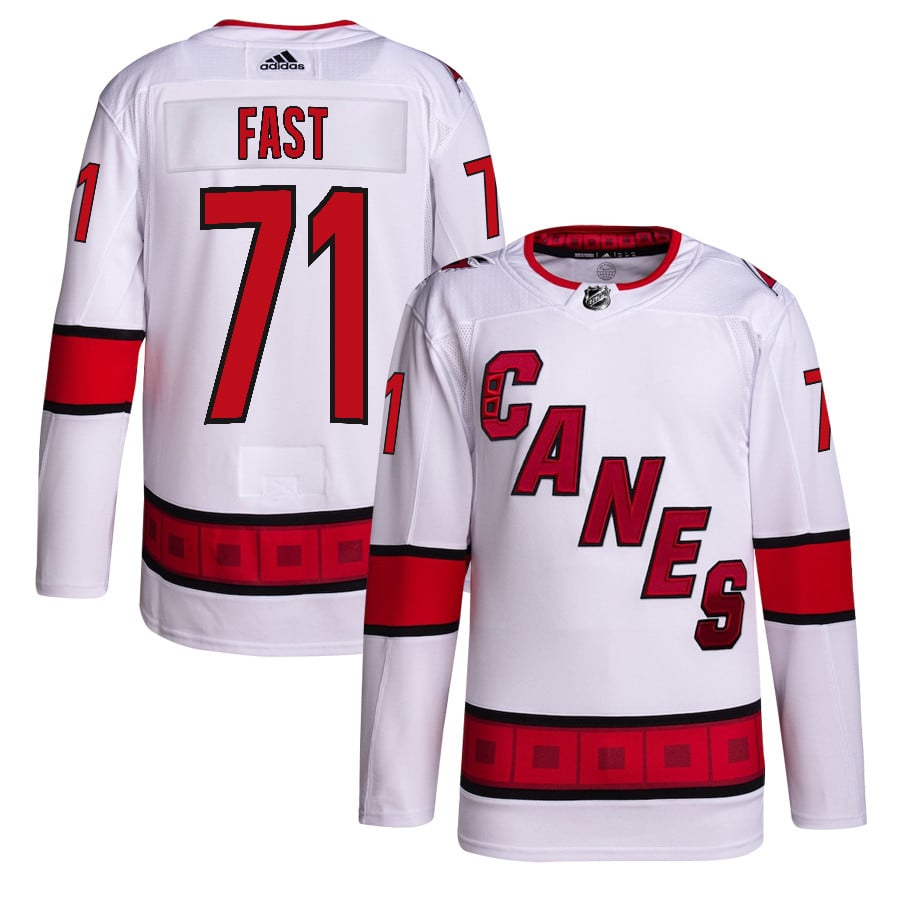 Jesper Fast 71 Carolina Hurricanes Away Primegreen Jersey - Men, White