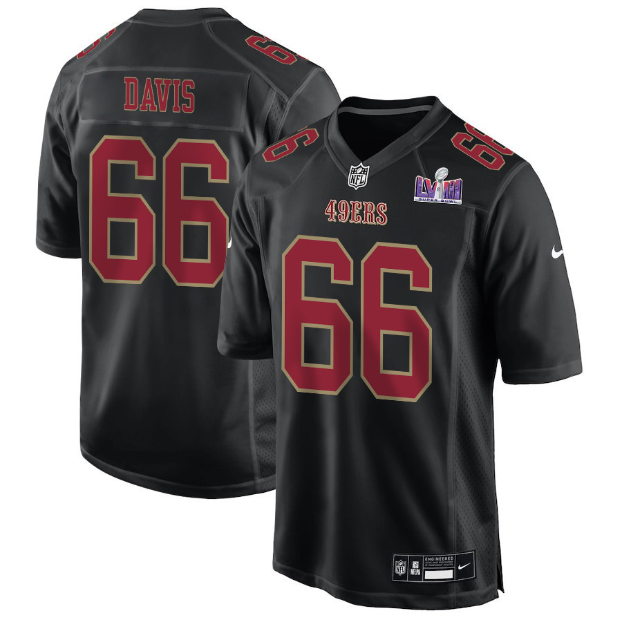 Jesse Davis 66 San Francisco 49ers Super Bowl Lviii Patch Fashion Game Men Jersey - Carbon Black Js4103