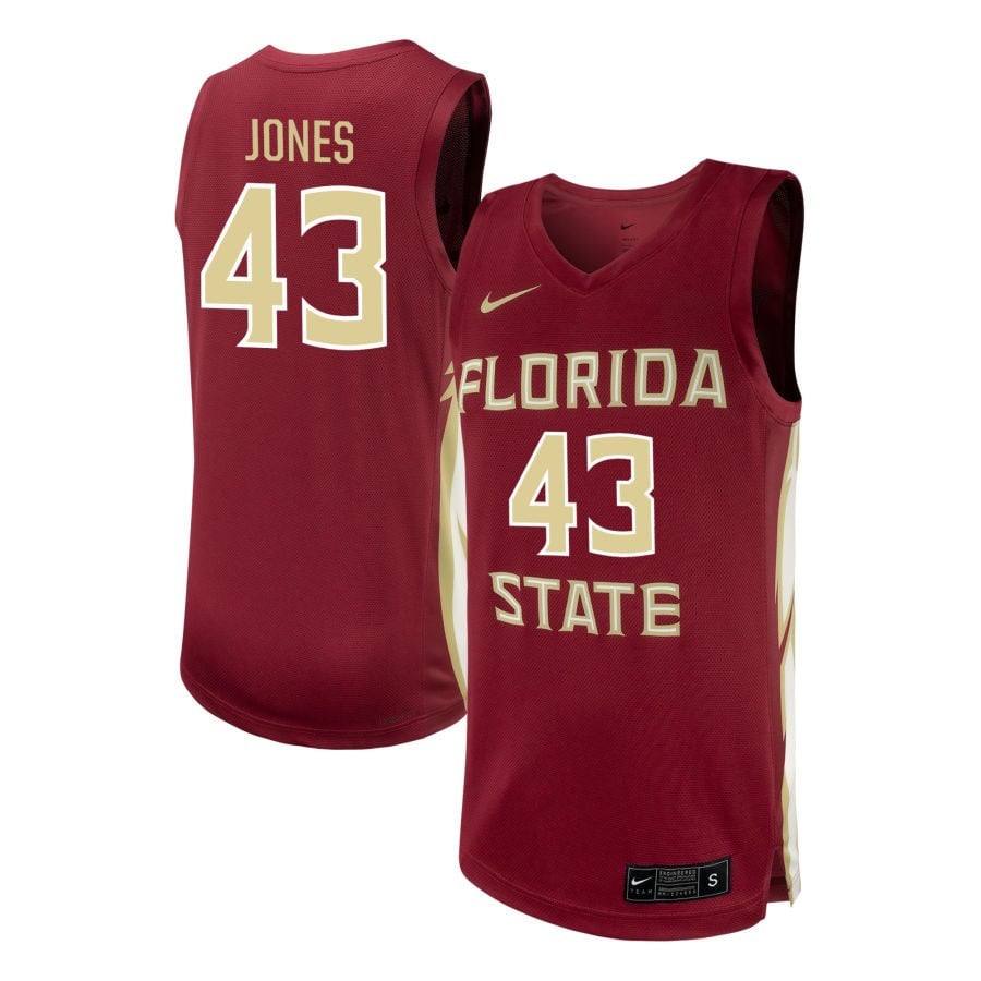 Jesse Jones 43 Florida State Seminoles Nil Men's Basketball Jersey - Garnet