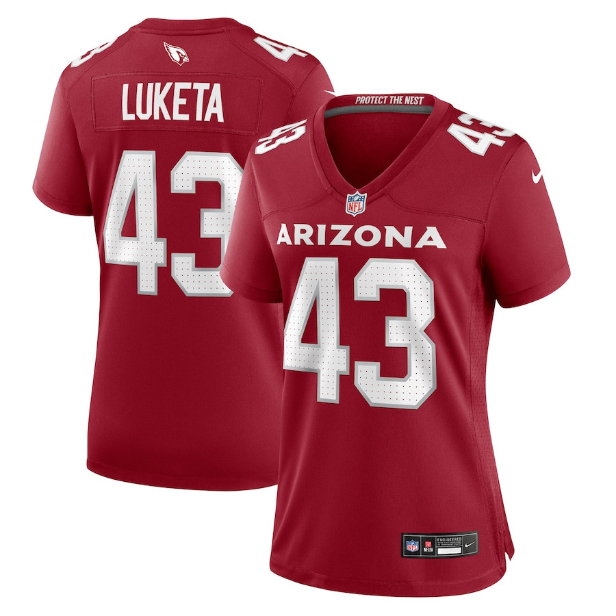 Jesse Luketa 43 Arizona Cardinals Women's Game Jersey - Cardinal Js7677