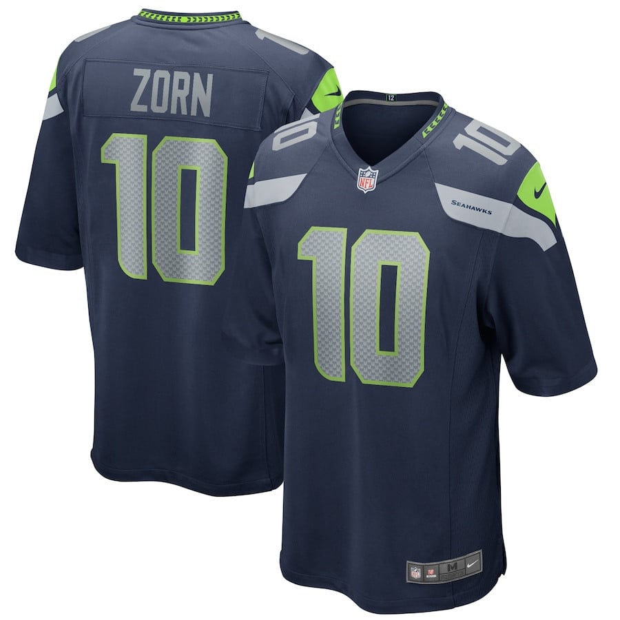 Jim Zorn 10 Seattle Seahawks Men Game Retired Jersey - College Navy Js8821