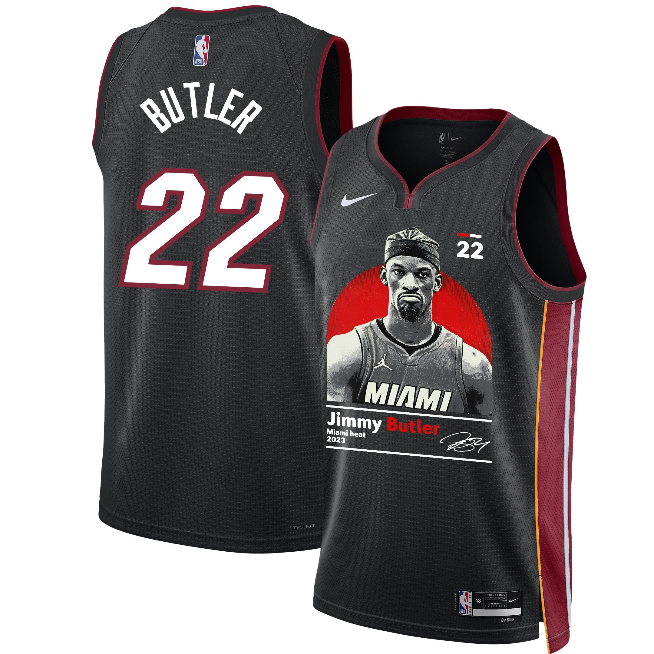 Jimmy Butler 22 Miami Heat Heart And Soul 2023 Nba Champions Swingman Jersey - Black