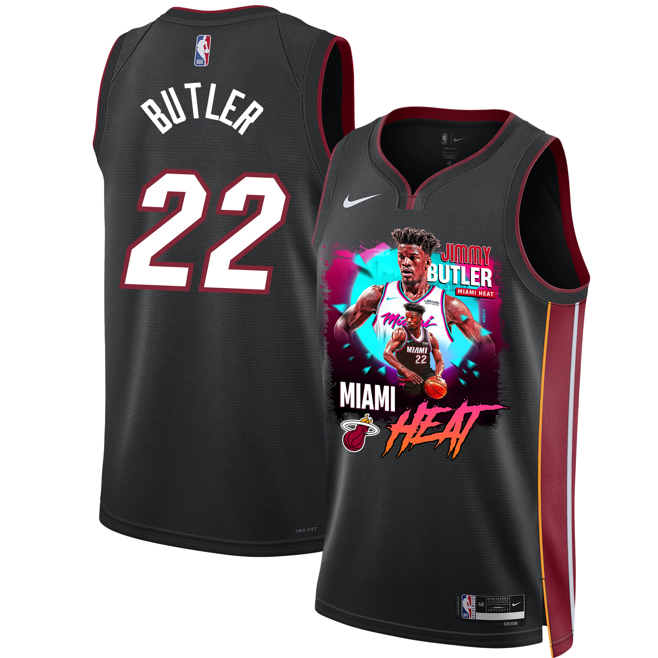 Jimmy Butler 22 Miami Heat's Gritty Leader 2023 Nba Champions Swingman Jersey - Black