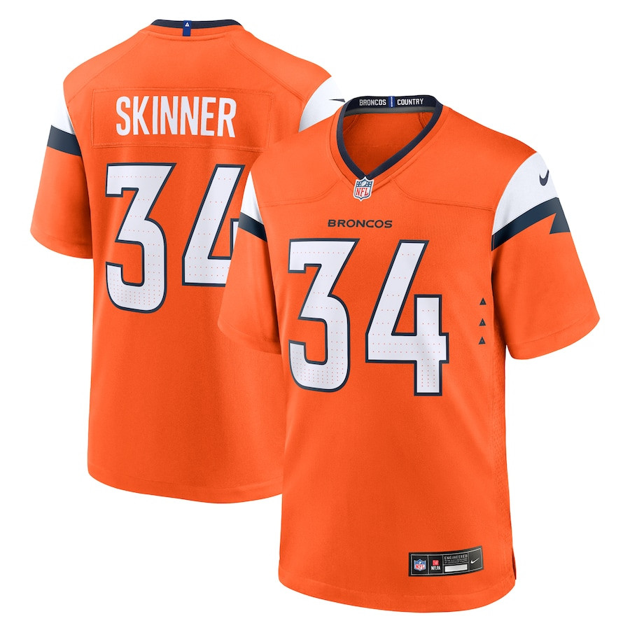 Jl Skinner 34 Denver Broncos Team Game Men Jersey - Orange Js3478