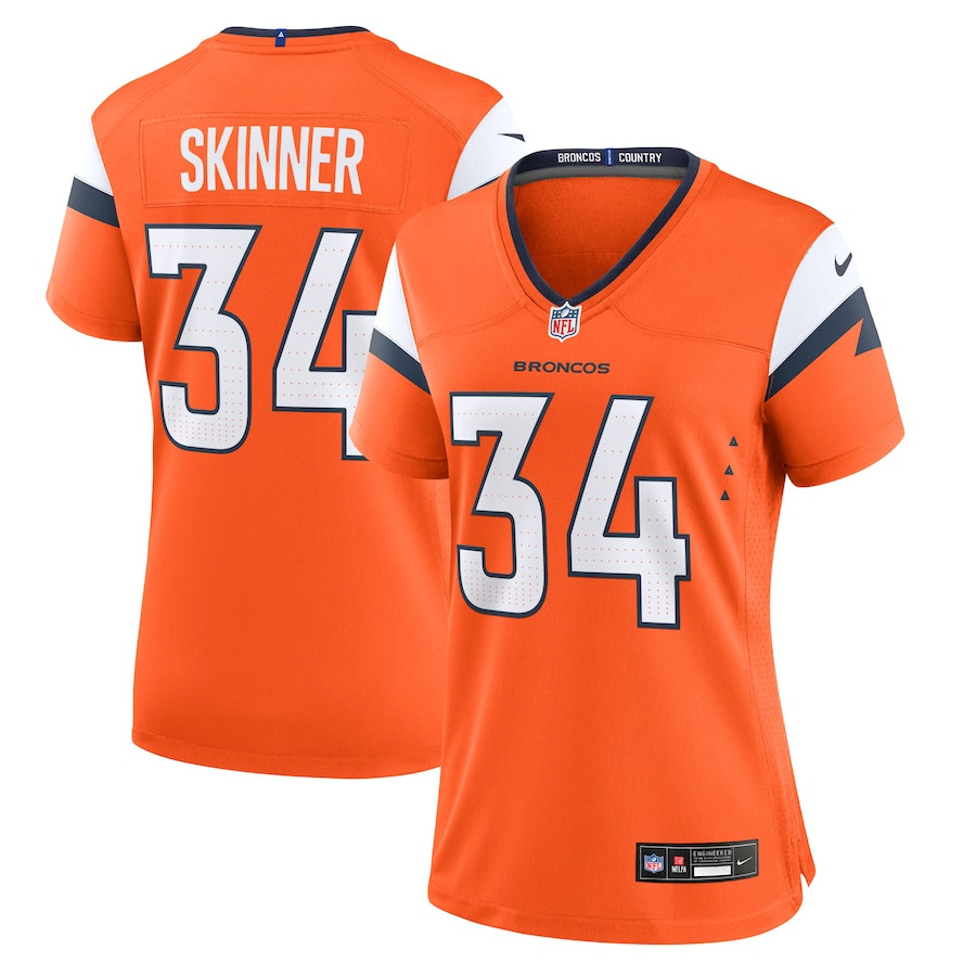 Jl Skinner 34 Denver Broncos Women Team Game Jersey - Orange Js9414