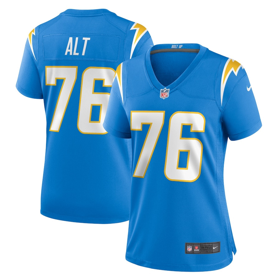 Joe Alt 76 Los Angeles Chargers Women's Game Jersey - Powder Blue Js5341