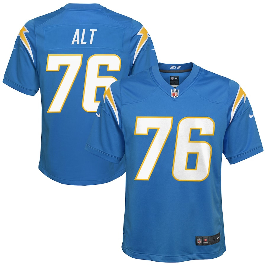 Joe Alt 76 Los Angeles Chargers Youth Player Game Jersey - Powder Blue Js5455
