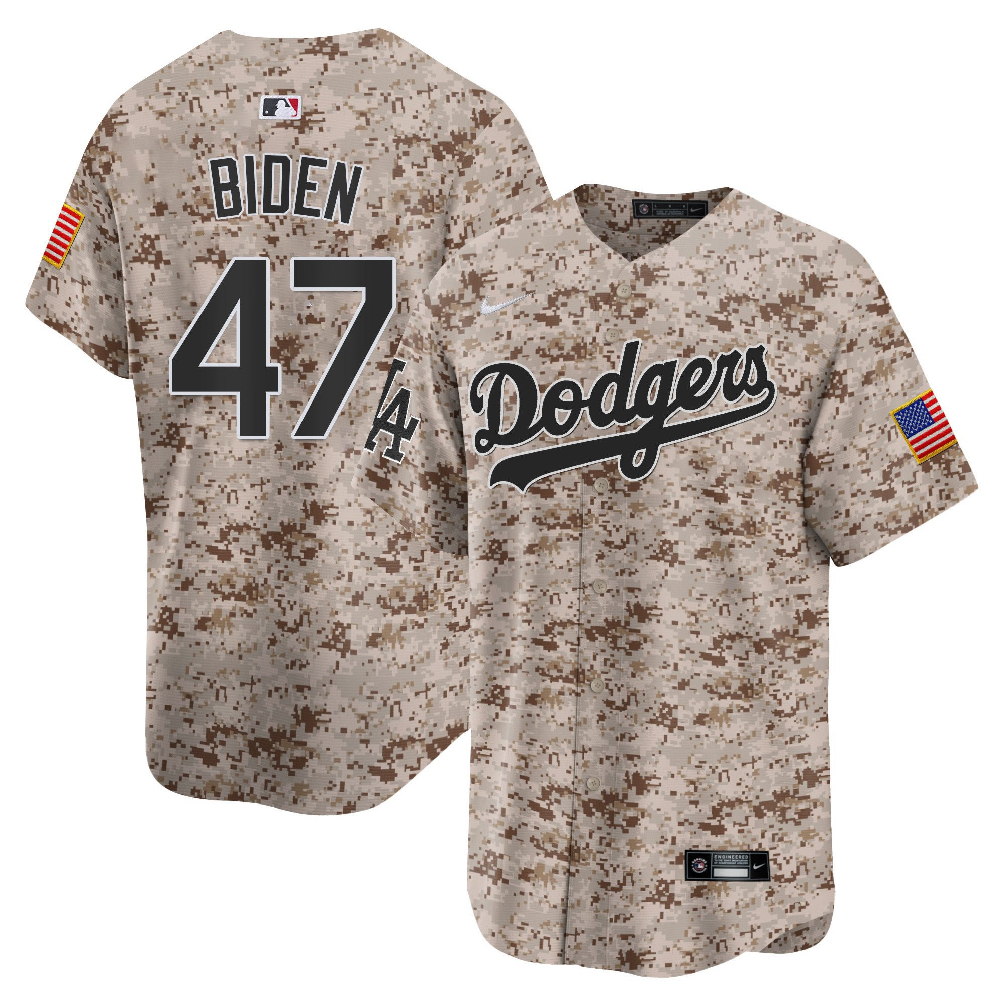 Joe Biden 47 Los Angeles Dodgers Usmc Alternate Limited Men Jersey - Desert