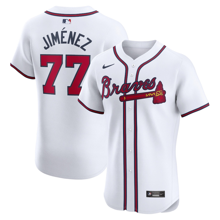 Joe Jimenez 77 Atlanta Braves Home Elite Player Men Jersey - White