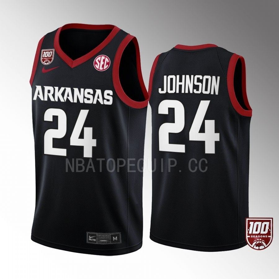 Joe Johnson 24 Arkansas Razorbacks Black Jersey 100 Season College Basketball