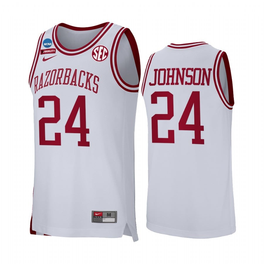 Joe Johnson 24 Arkansas Razorbacks White Jersey Retro Basketball Alumni