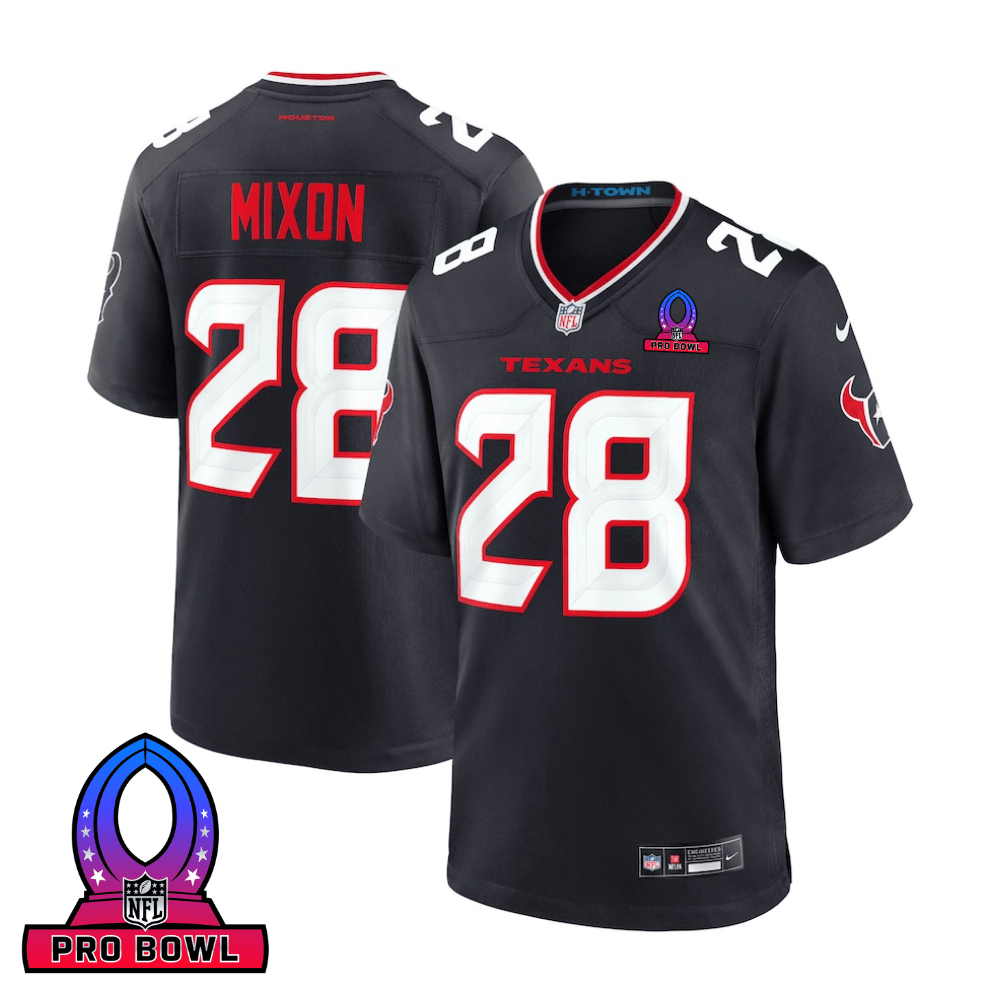Joe Mixon 28 Houston Texans 2025 Pro Bowl Patch Game Men Jersey - Navy Js2545