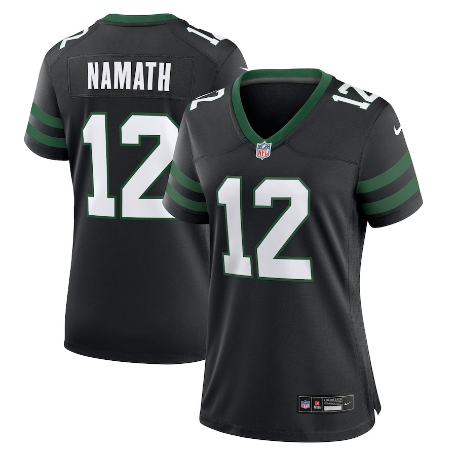Joe Namath 12 New York Jets Alternate Game Women Jersey - Legacy Black Js6583