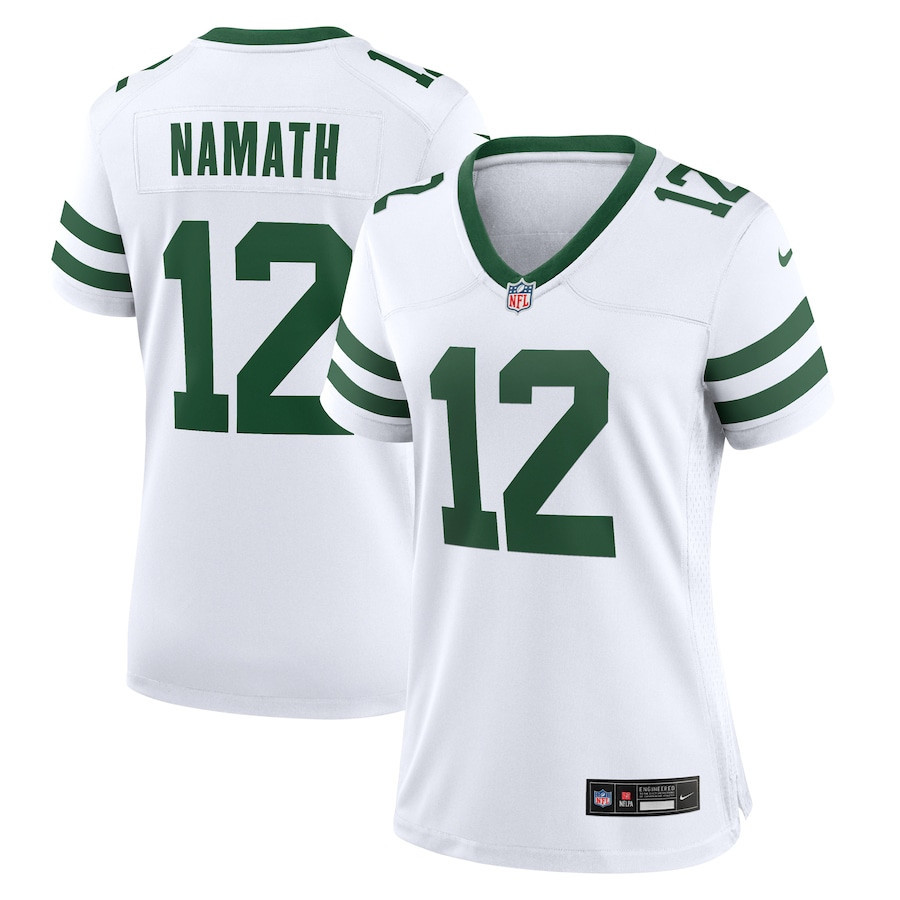 Joe Namath 12 New York Jets Game Jersey Retired Player - Women, White Js6123
