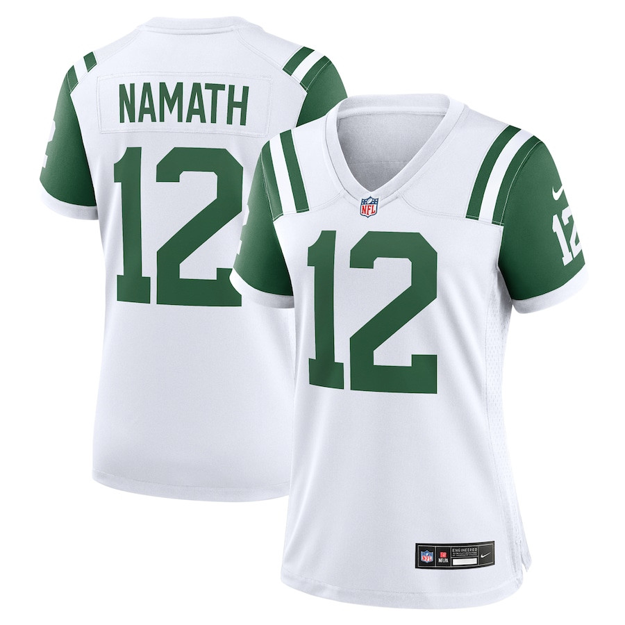 Joe Namath 12 New York Jets Women's Classic Alternate Retired Player Game Jersey - White Js9639