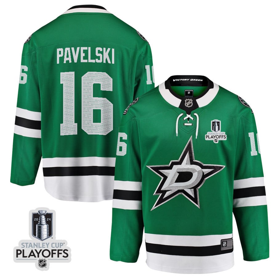 Joe Pavelski 16 Dallas Stars 2024 Nhl Playoffs Patch Home Jersey - Men, Green