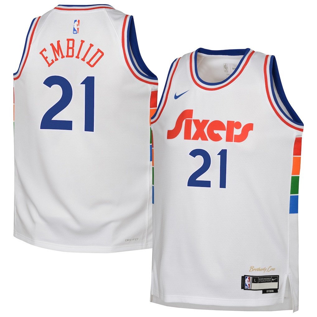 Joel Embiid 21 Philadelphia 76ers 2024/25 Swingman Player Youth Jersey - City Edition - White