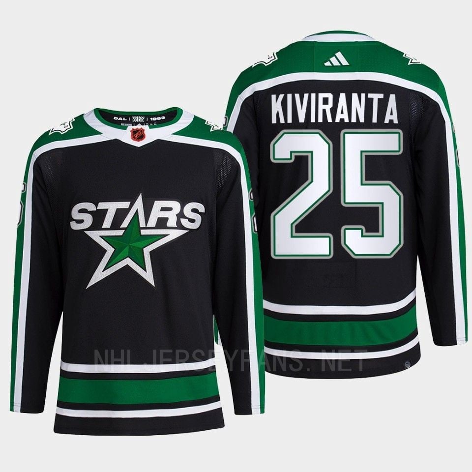 Joel Kiviranta 25 Reverse Retro 2.0 2022 Dallas Stars Black Jersey Pro Primegreen