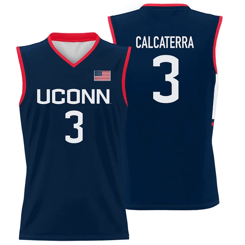 Joey Calcaterra #3 Uconn Huskies Basketball Jersey - Men Navy