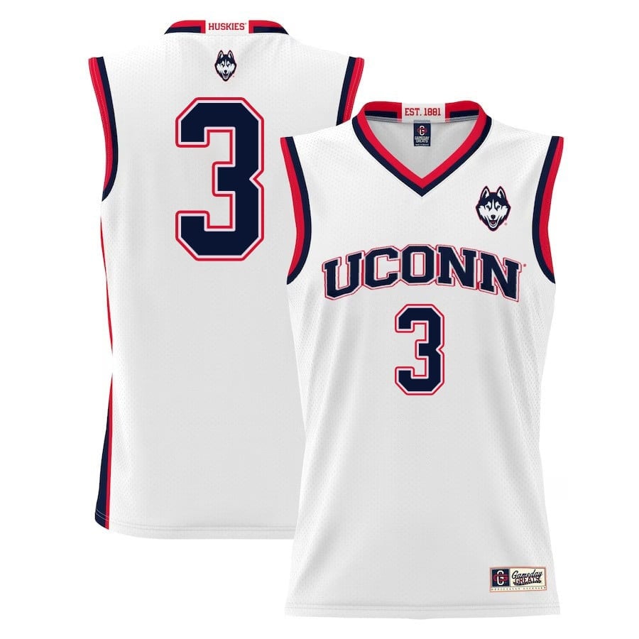 Joey Calcaterra 3 Uconn Huskies Basketball Men Jersey - White