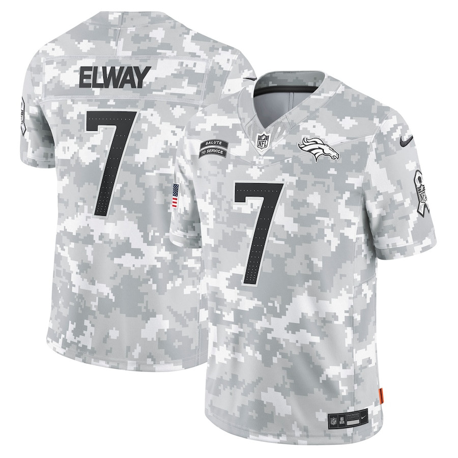 John Elway 7 Denver Broncos 2024 Salute To Service Retired Player Limited Men Jersey - Arctic Camo Js7390