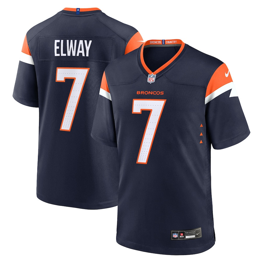 John Elway 7 Denver Broncos Alternate Game Retired Men Jersey - Navy Js9160